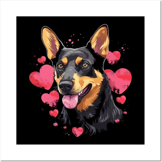 Australian Kelpie Valentine Day Wall Art by JH Mart